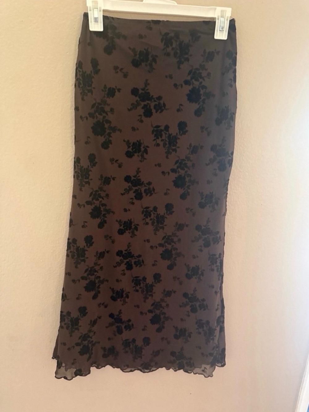 Women’s Brown Floral Midi Skirt - Black Print